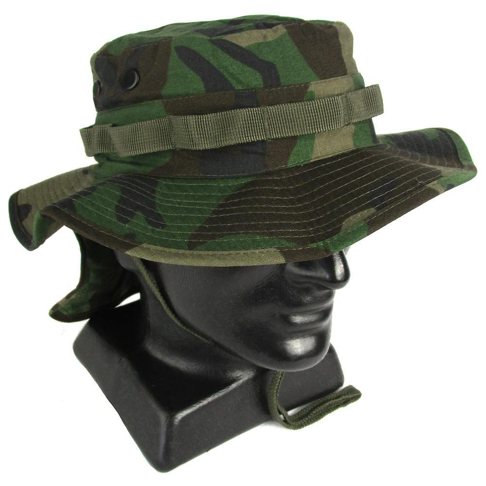 Teesar British Boonie Hat with Neck Flap Ripstop Woodland Size S