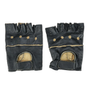 Black Leather Fingerless Gloves - 4XLarge