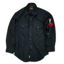 Vintage US Navy Chief Petty Officer Black Utility Shirt - 15.5x33, Medium