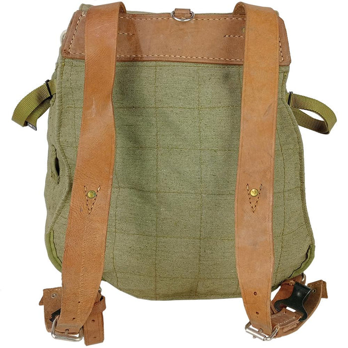 Romanian Military Canvas Backpack with Leather Straps