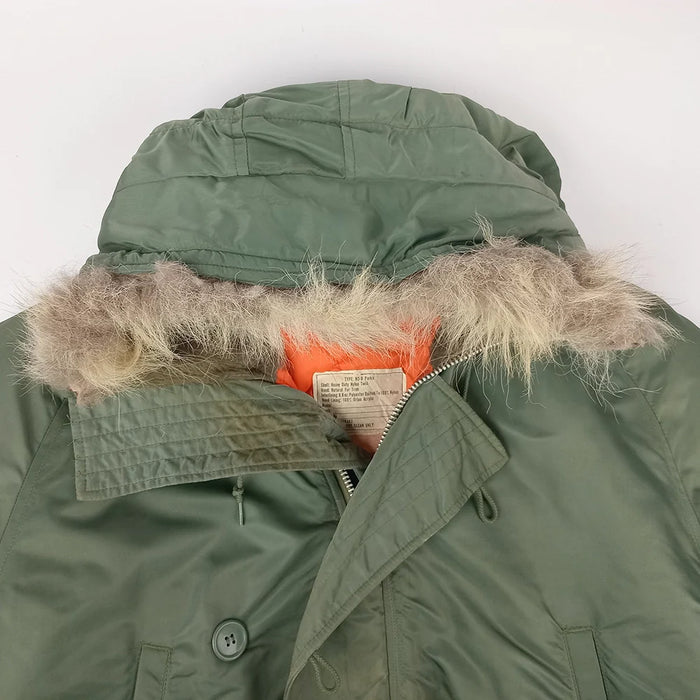 N-3B Jacket with Orange Interior and Fur Ruff - XL - Unbranded - Flight Jackets