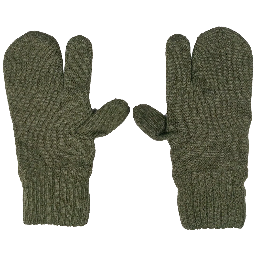 US Military Issue Trigger Finger Hunting Mittens - Medium, Olive Drab With Liners, Used
