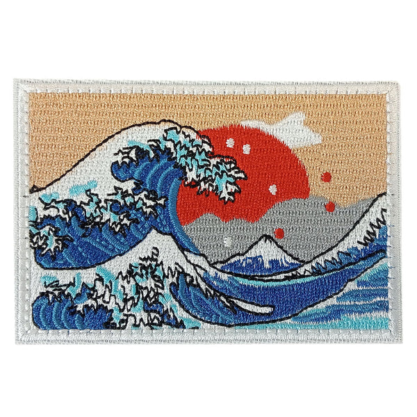 Great Wave Rising Sun Embroidered Patch