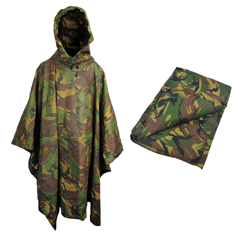 ＊haruPARM＊ 　ROUND MILITARY PONCHO German army wet weather Rain poncho waterproof olive hooded