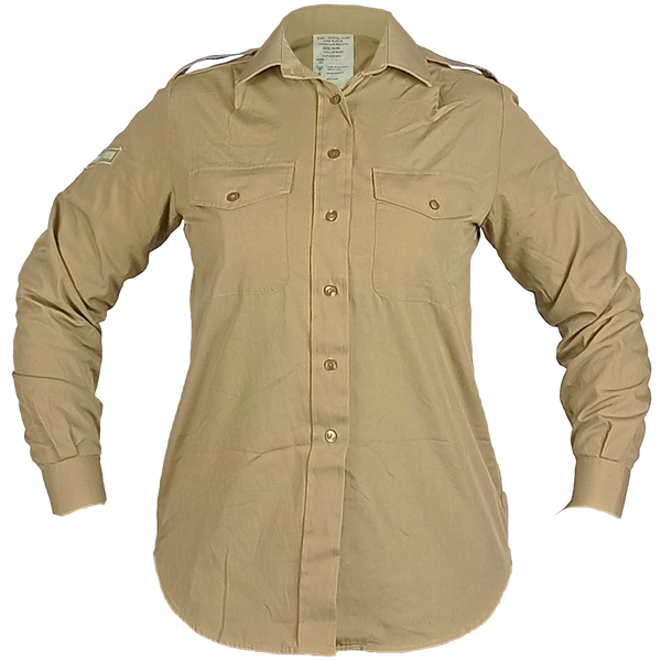 British Army Women's Long Sleeve Khaki Shirt - British Army Surplus - Dress Shirts