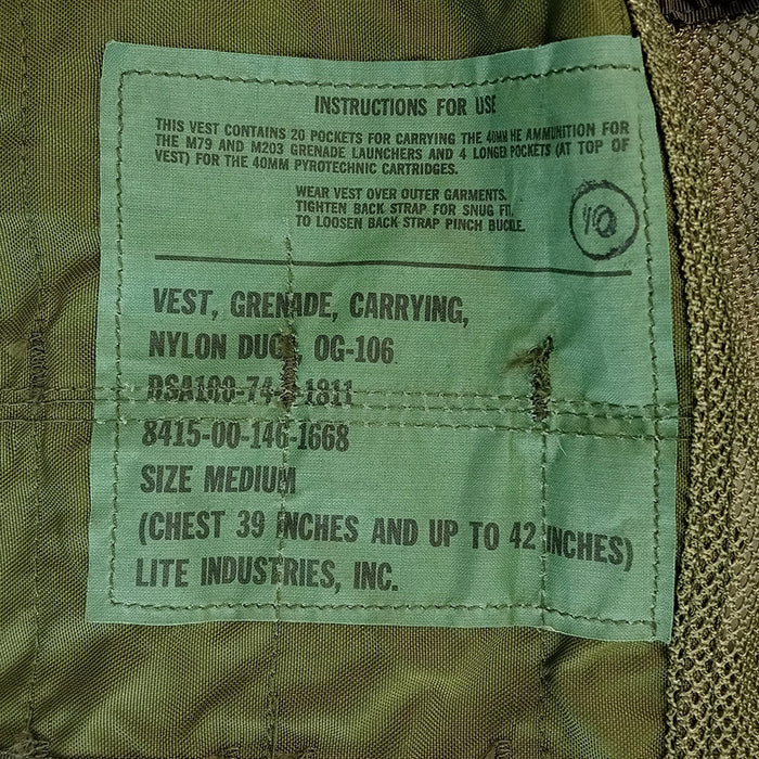 USGI Olive Drab 40mm Grenade Vest