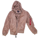 Alpha Industries Pink Women's MA-1 Flight Jacket with Hood - Small - Army & Outdoors - Flight Jackets