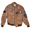Deerskin Brown Leather Bomber Jacket - Medium
