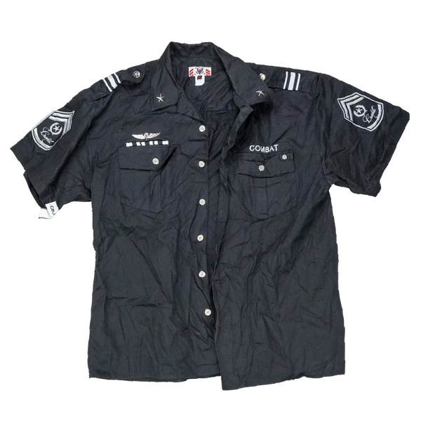 black military dress shirt Mens Black Cotton Utility Shirt Casual Military Style Slim Fit Shirt |  Paridhanin