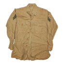 USMC 1950s Khaki Long Sleeve Shirt - Small - USMC Surplus - Service Shirts