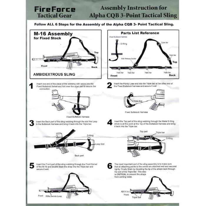 USGI Fire Force Alpha CQB 3 Point Sling