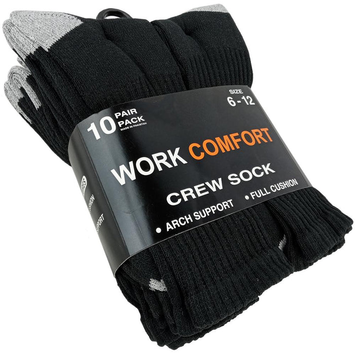 Work Comfort Crew Socks - 10 Pack