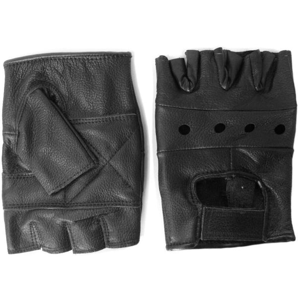 Fingerless Black Leather Gloves